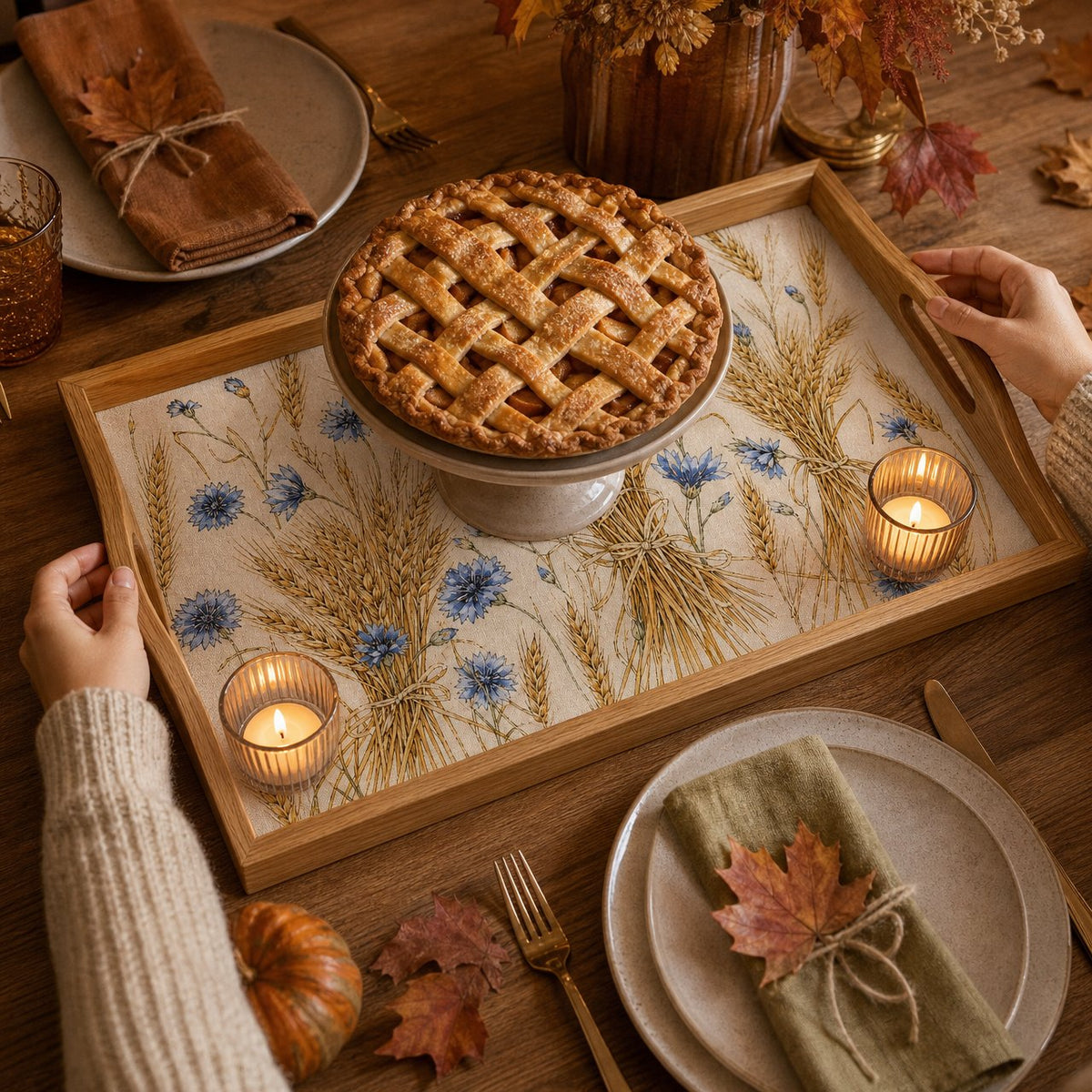 Wheat and Cornflower Serving Tray, image 5